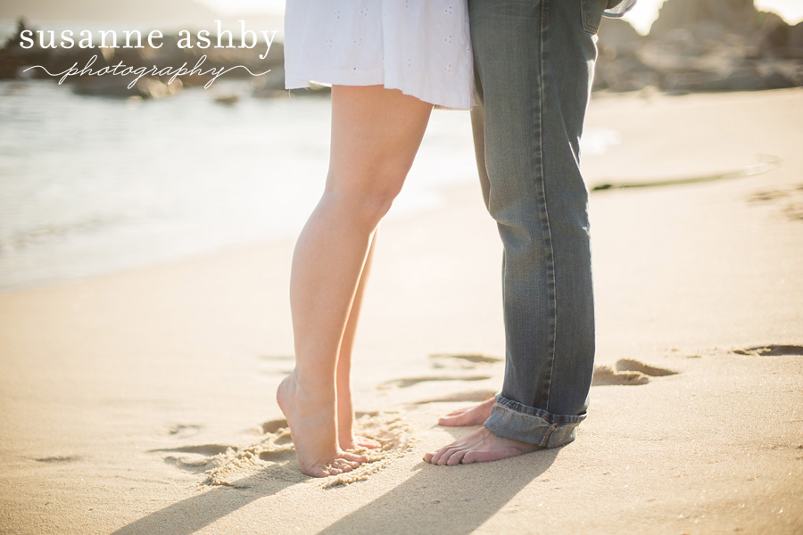 Carmel beach romantic engagement shoot
