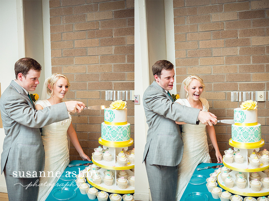 Rocklin wedding photographer cake cutting