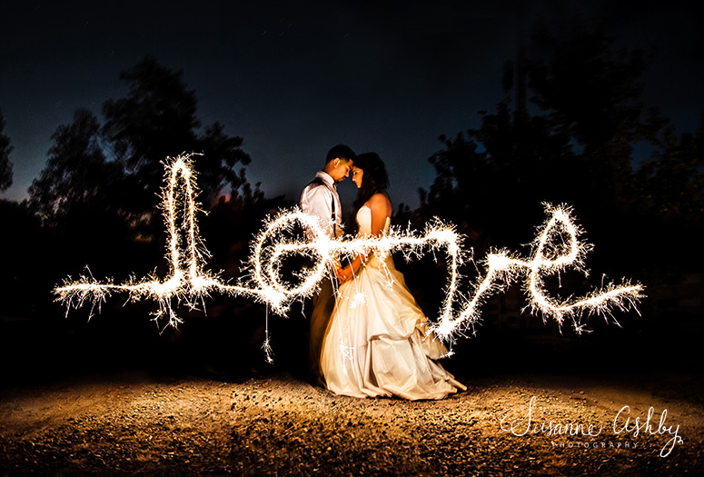 Sacramento light painting sparklers wedding photography